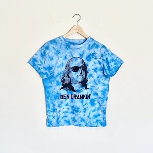 Ben Drankin’ Benjamin Franklin Tie Dye Blue 4th of July T Shirt Adult Medium